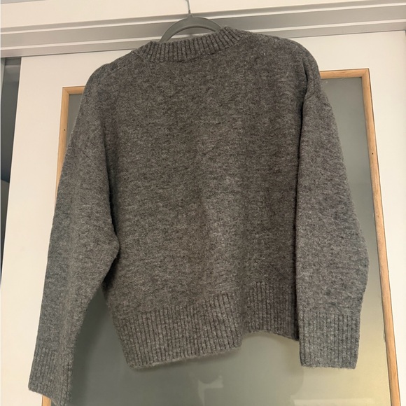 Zara Charcoal V-Neck Cozy Knit Sweater - Picture 9 of 9